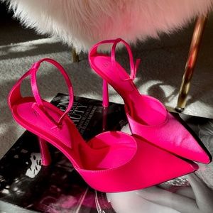 Zara | Neon High Heels | US W 8 | Pink Satin